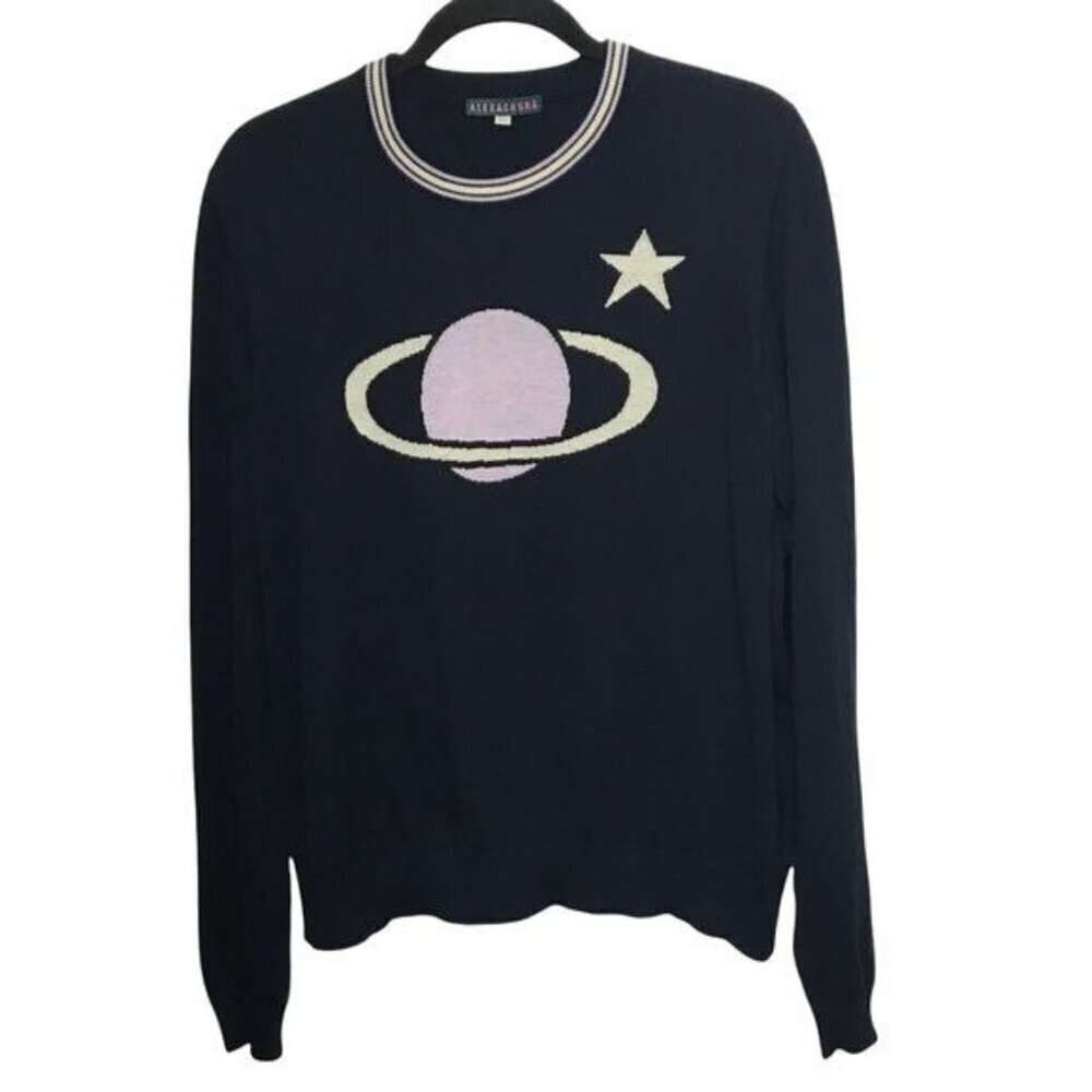 AlexaChung Blue Planet Intarsia Crew Neck Saturn Sweater